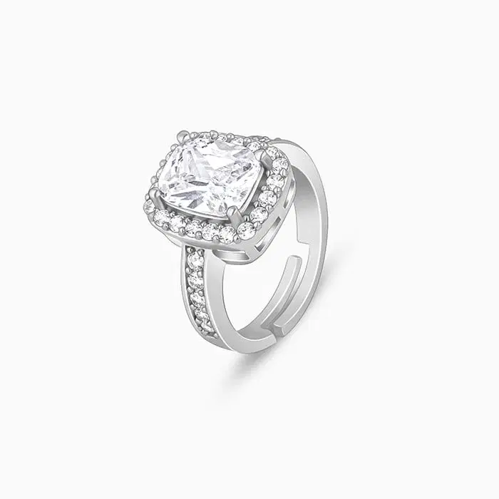 Silver Classic Solitaire Ring , Silver , 2cm