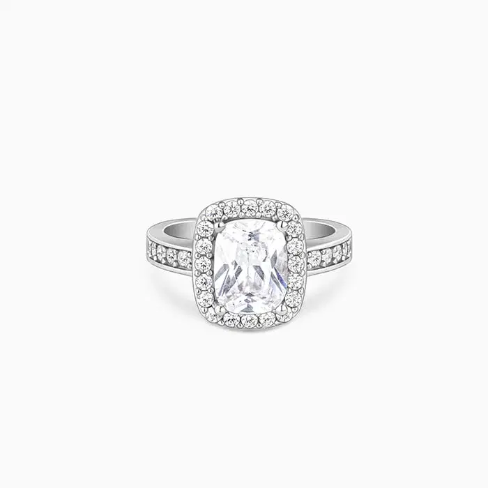 Silver Classic Solitaire Ring , Silver , 2cm