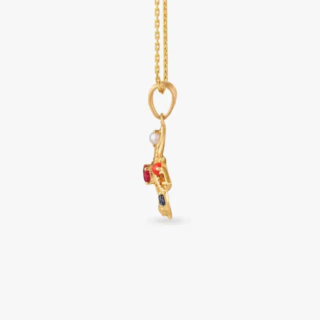 Navratna Blossom Diamond Pendant ,