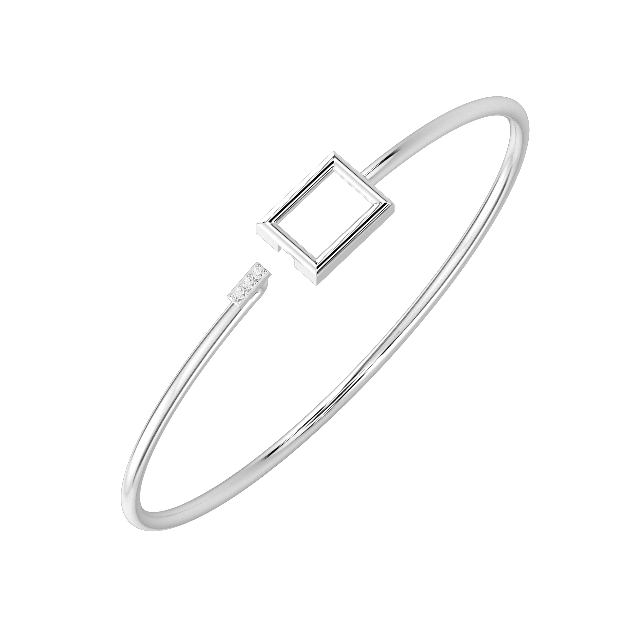Double Orbit Sterling Silver Bangle , Silver , 2cm , 18k gold