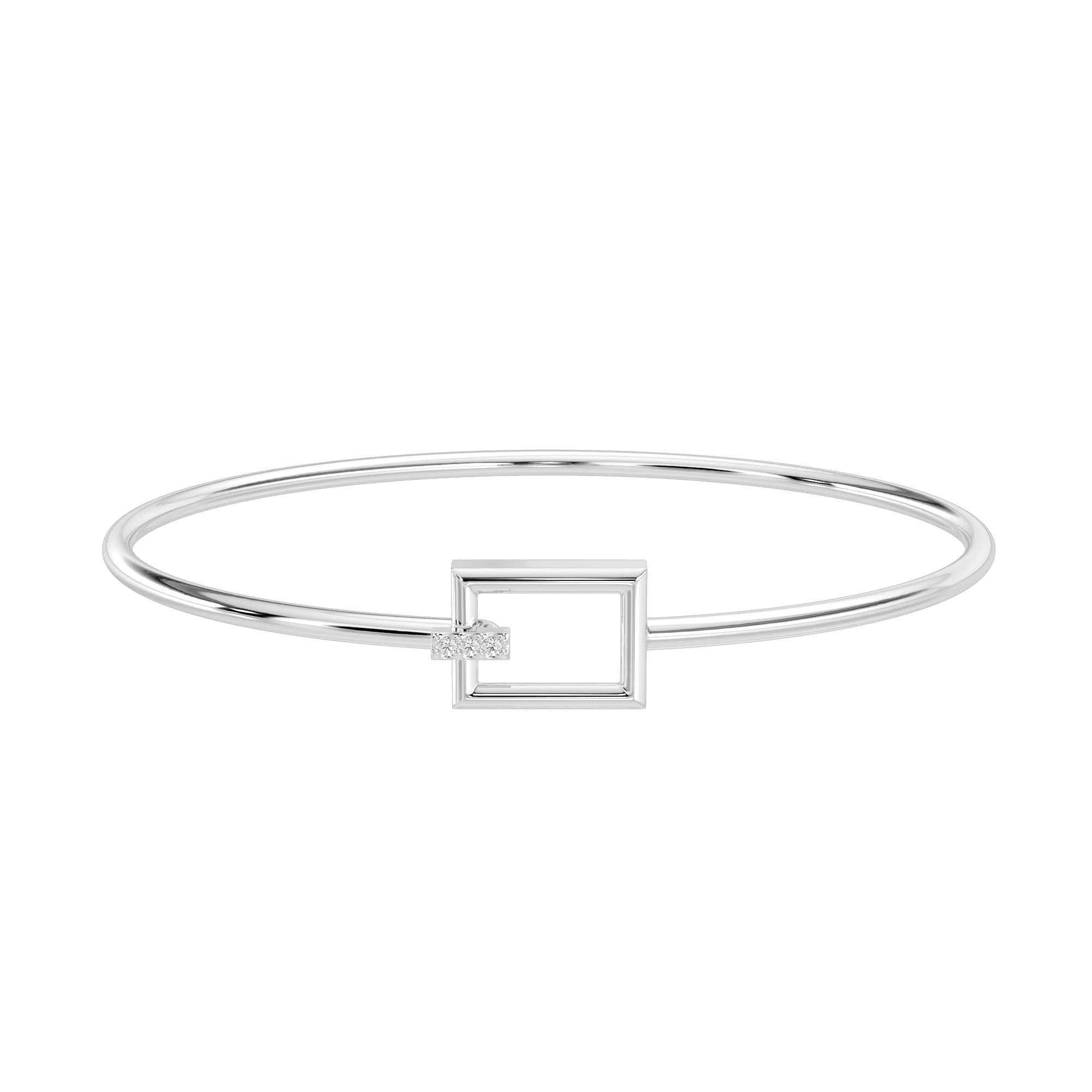 Double Orbit Sterling Silver Bangle , Silver , 2cm , 18k gold