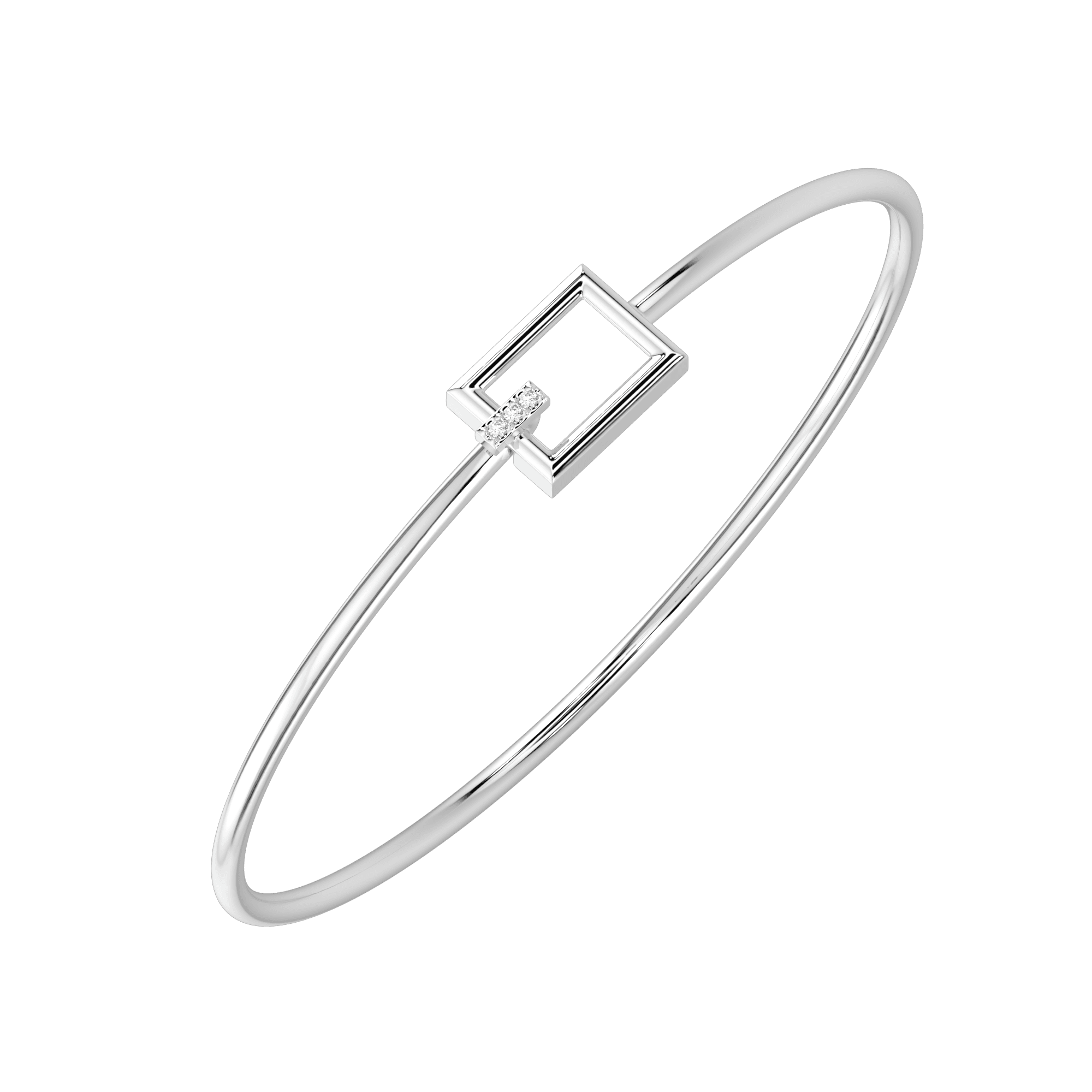 Double Orbit Sterling Silver Bangle , Silver , 2cm , 18k gold