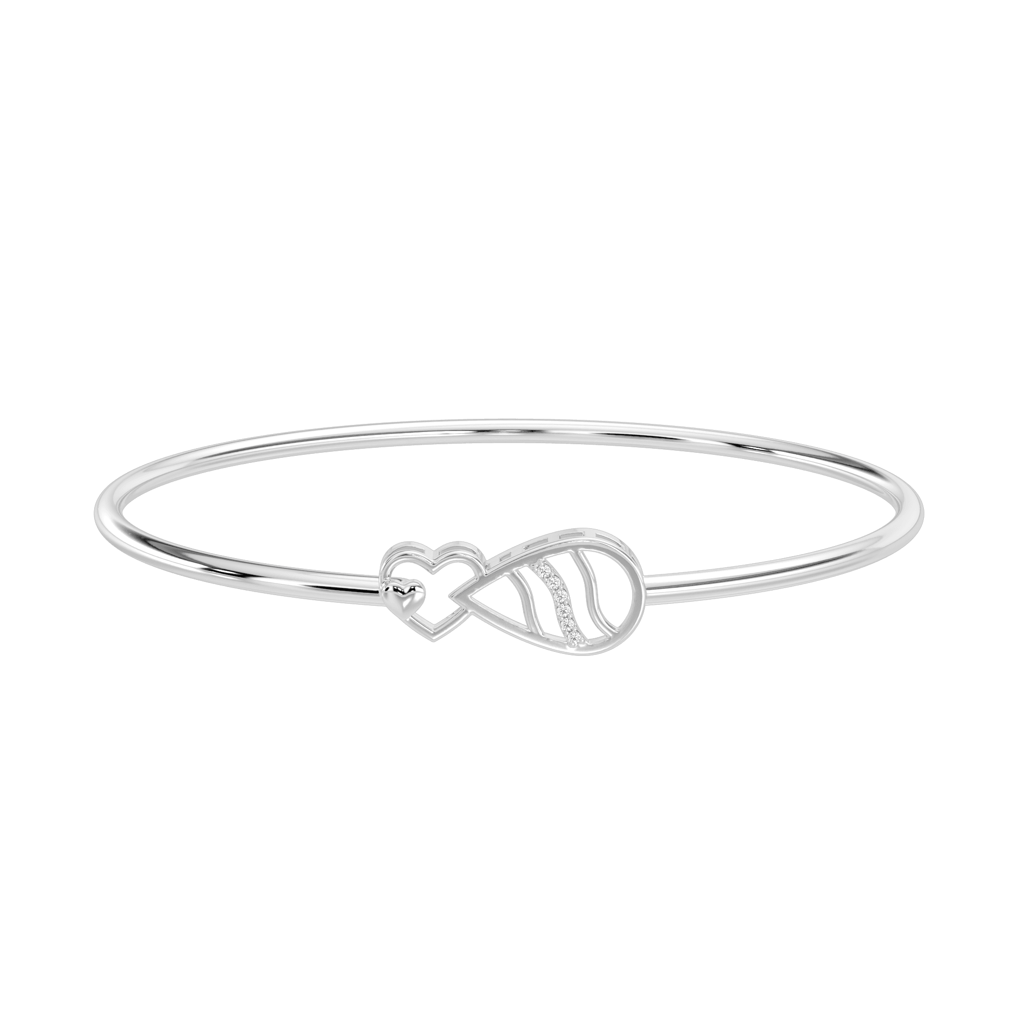 Double Orbit Sterling Silver Bangle , Silver , 2cm , 18k gold