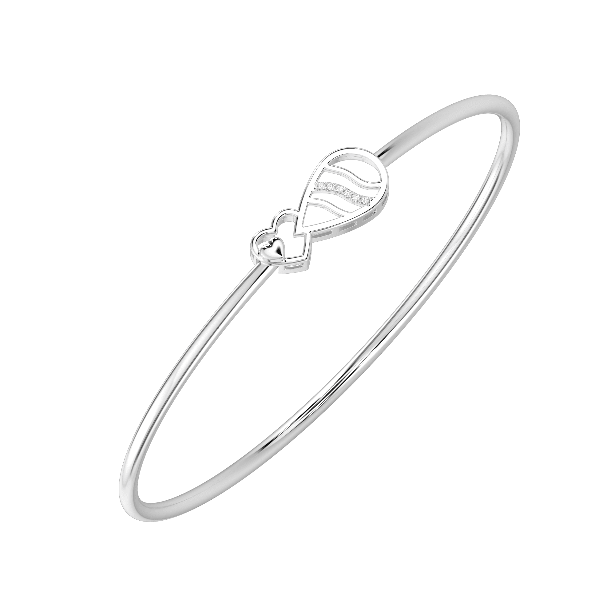 Double Orbit Sterling Silver Bangle , Silver , 2cm , 18k gold
